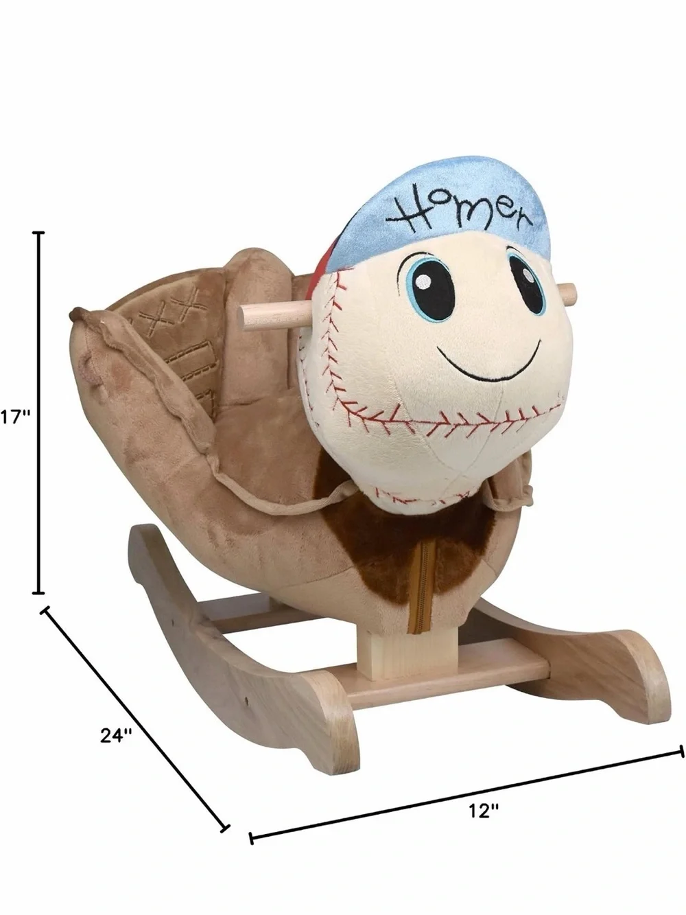 The Rockabye Homer Baseball Rocker  - Brown and White